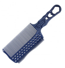 Расчёска с ручкой,зубцами на обушке и направляющей рельсой синяя для стрижки под машинку для левшей синий