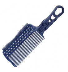 Расчёска с ручкой,зубцами на обушке и направляющей рельсой синяя для стрижки под машинку синий