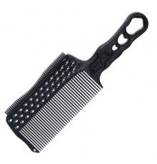 Расчёска с ручкой,зубцами на обушке и направляющей рельсой для стрижки под машинку гибкий карбон черный